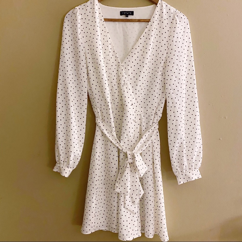 1 State White Polka Dot Wrap Dress